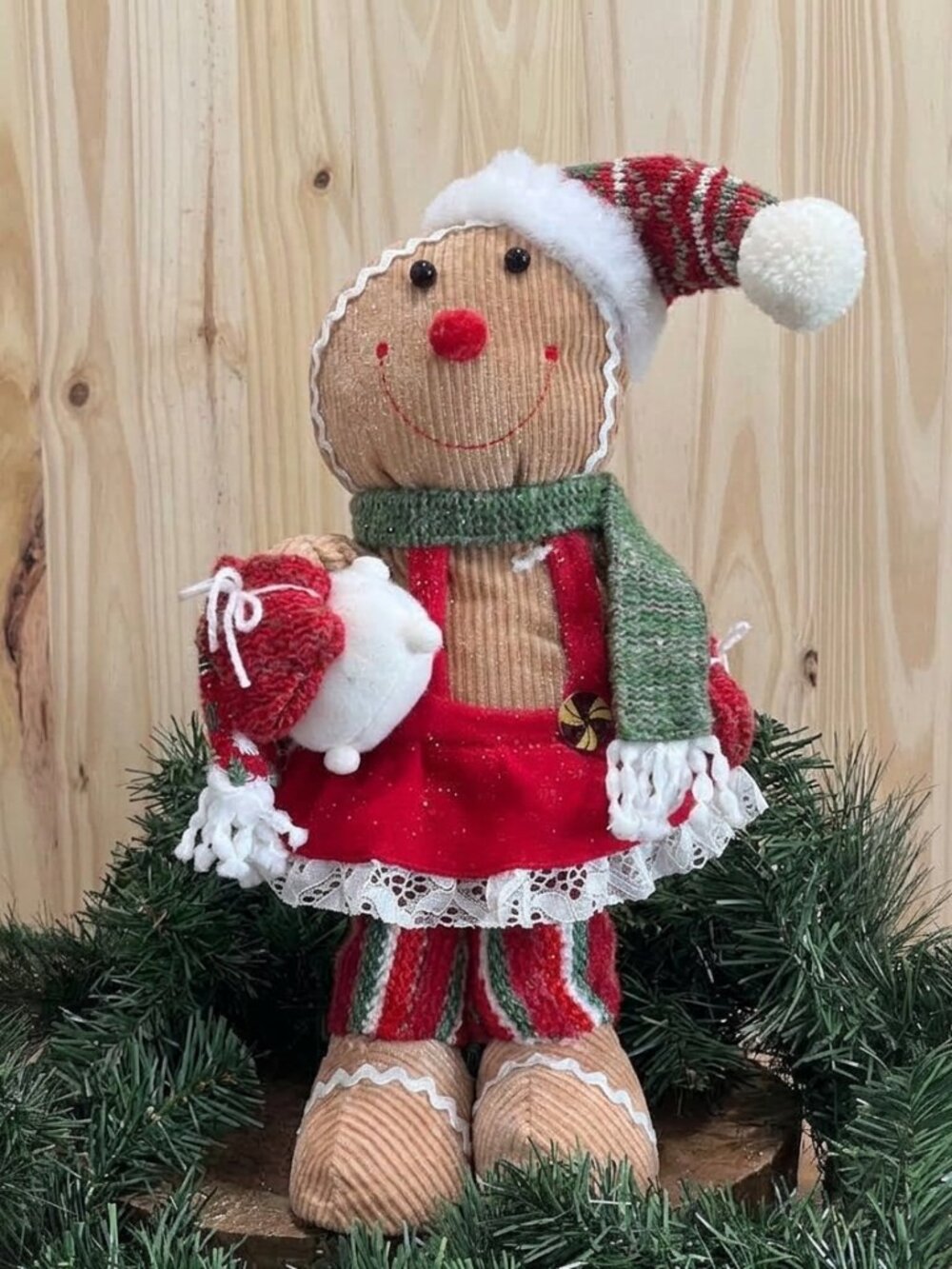Girl Gingerbread Plush Figurine 21.5" Standing Christmas Decor Holiday Accent